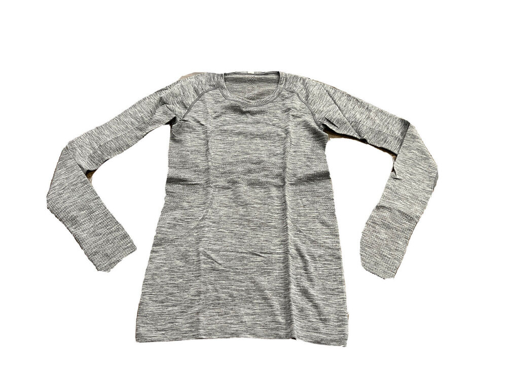 Lululemon Womens Long Sleeve Sweat Life Gray Athletic Crew Shirt Size 6